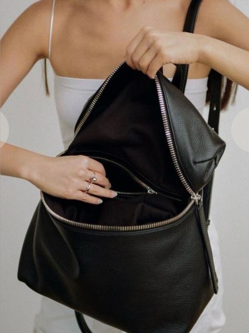 Kara leather backpack taupe-pink color